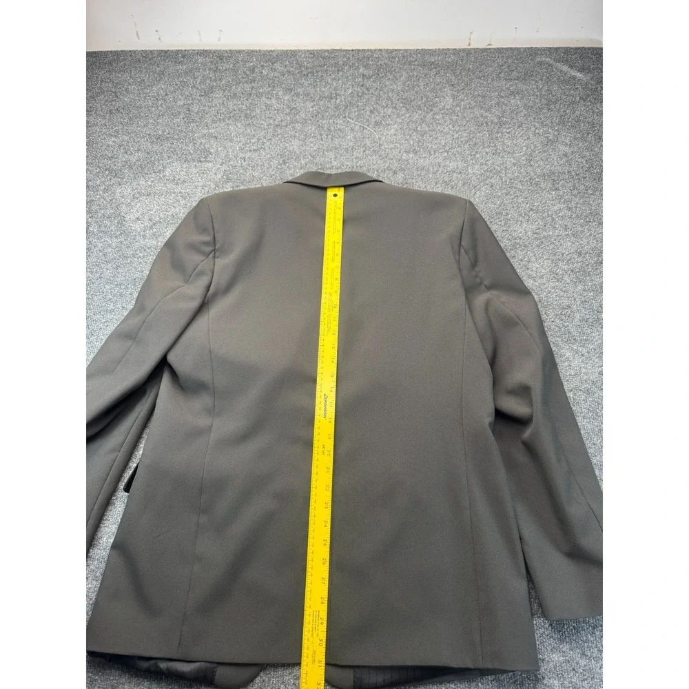Franko Gotti Mens 42L Blazer Jacket Gray Solid 3 Button Polyester Sport Coat Lon